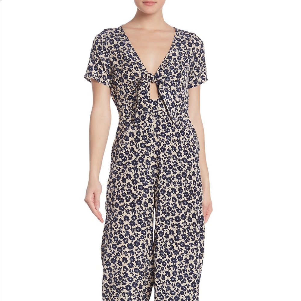 Floral Tie Front Jumpsuit